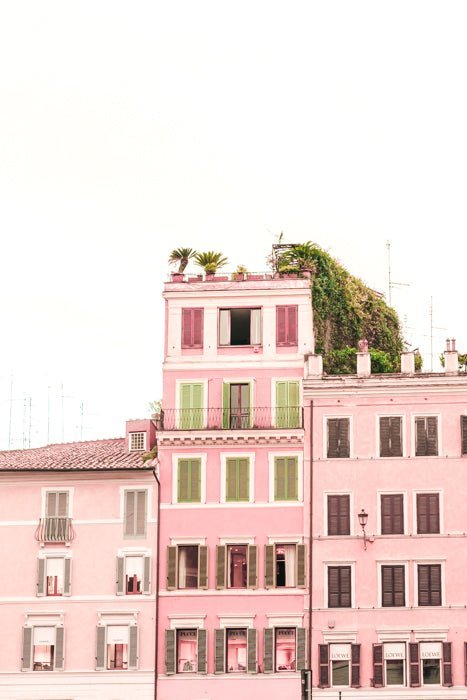 Italy Print - Rome Art Print - Pink Buildings #2