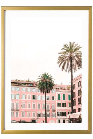 Italy Print - Rome Art Print - Pink Buildings & Palms