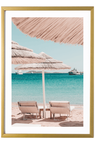 Italy Print - Sardinia Art Print - White Beach Umbrellas #2