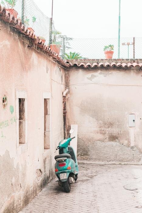 Italy Print - Sicily Art Print - Blue Moped