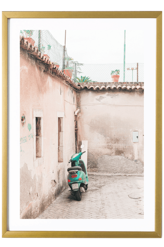 Italy Print - Sicily Art Print - Blue Moped
