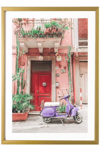 Italy Print - Sicily Art Print - Purple Moped