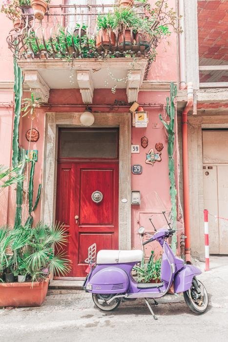 Italy Print - Sicily Art Print - Purple Moped