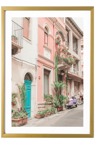 Italy Print - Sicily Art Print - Taormina Village #1