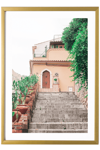 Italy Print - Sicily Art Print - Taormina Village #4