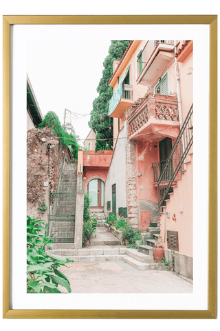 Italy Print - Sicily Art Print - Taormina Village #5