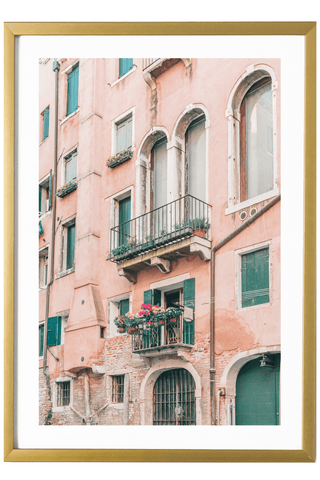 Italy Print - Venice Art Print - Pink Balcony