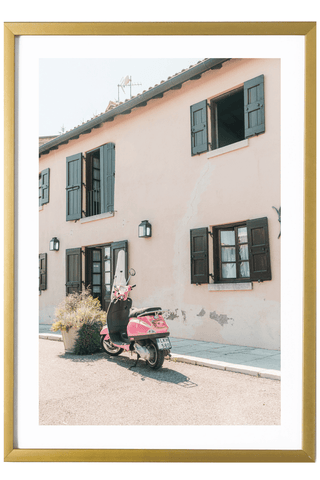 Italy Print - Venice Art Print - Pink Moped