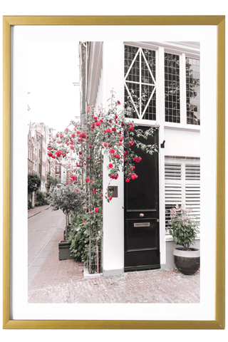 Netherlands Print - Amsterdam Art Print - Door with Flowers