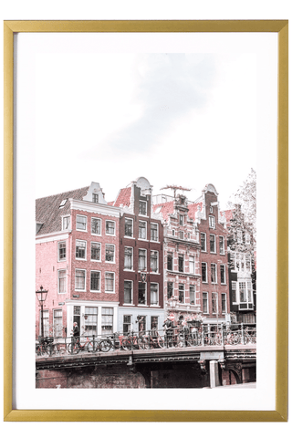 Netherlands Print - Amsterdam Art Print - Pink Buildings