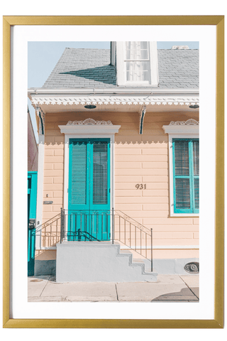 New Orleans Print - New Orleans Art Print - Blue & Yellow House