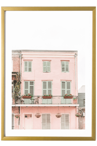 New Orleans Print - New Orleans Art Print - Pink & Green House