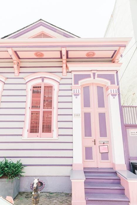 New Orleans Print - New Orleans Art Print - Pink & Purple House #1