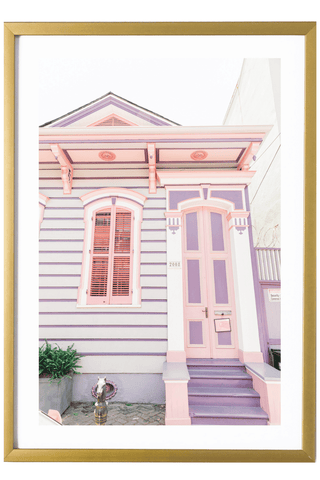 New Orleans Print - New Orleans Art Print - Pink & Purple House #1