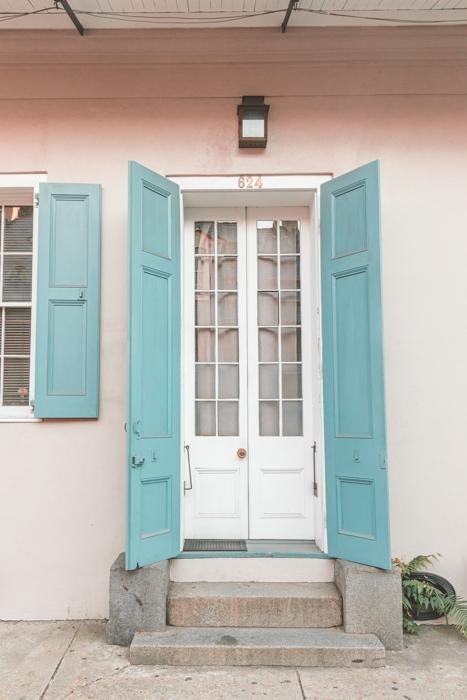 New Orleans Print - New Orleans Art Print - White & Blue Door