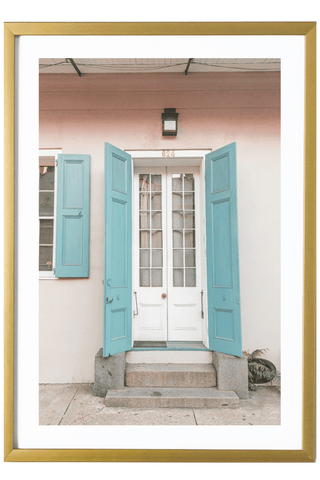 New Orleans Print - New Orleans Art Print - White & Blue Door