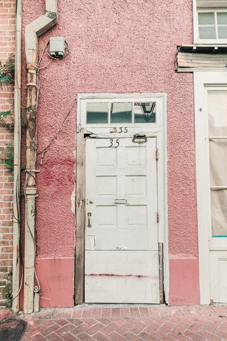 New Orleans Print - New Orleans Art Print - White & Pink Door