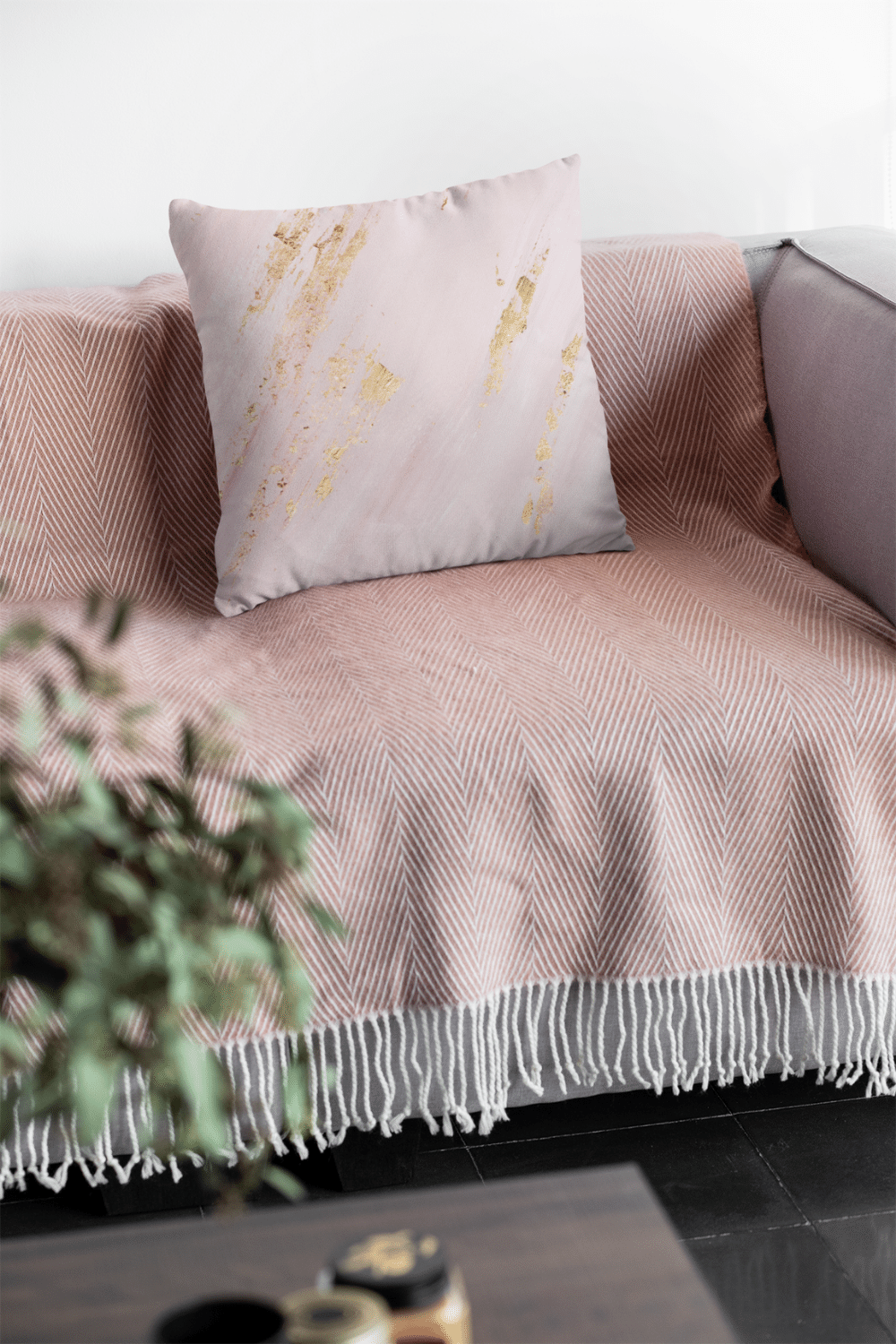 Pillows - Dorm Room Pillow - Pink & Gold Abstract