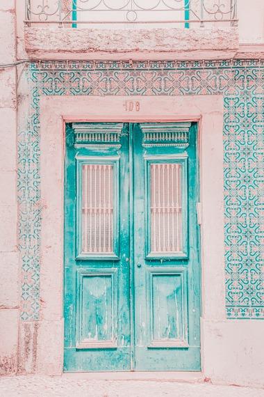 Portugal Print - Lisbon Art Print - Green Tile Door