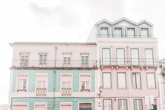 Portugal Print - Lisbon Art Print - Mint Green Building