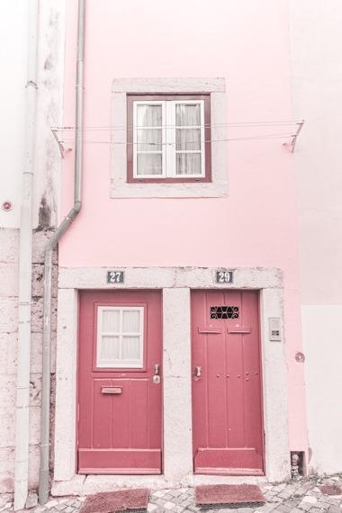 Portugal Print - Lisbon Art Print - Pink Doors