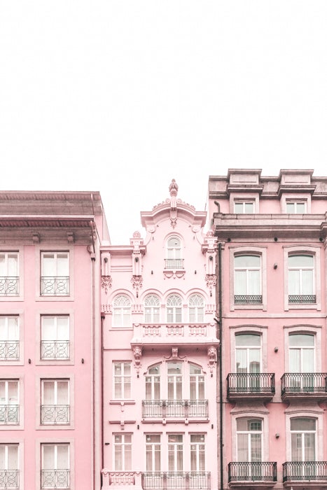 Portugal Print - Porto Art Print - Pink Buildings #1