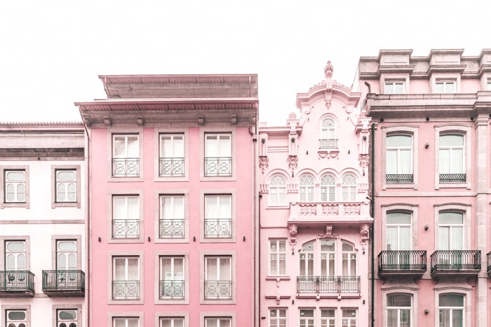 Portugal Print - Porto Art Print - Pink Buildings #2