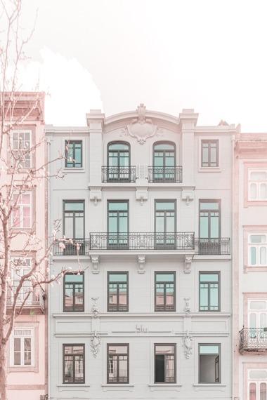 Portugal Print - Porto Art Print - Pink & Green Building