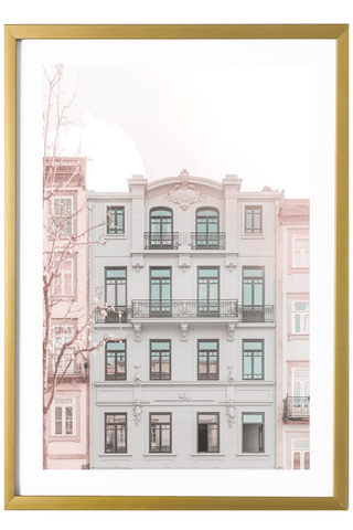 Portugal Print - Porto Art Print - Pink & Green Building