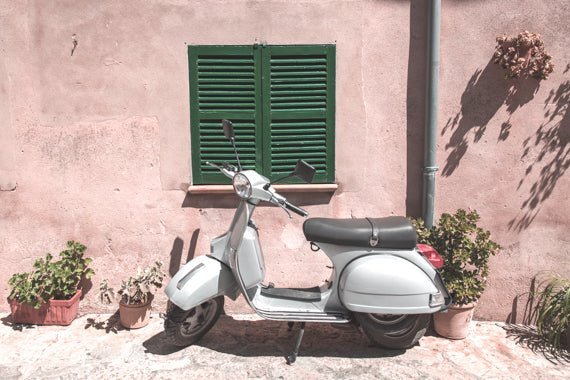 Spain Print - Valldemossa Art Print - Moped