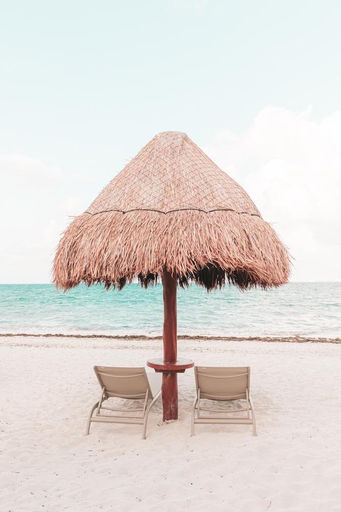 Tropical Print - Playa Mujeres Art Print - Beach Palapa